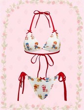 ROMWE x Strawberry Shortcake y2k Kawaii Triangle Bikini Bathing Suit Red Lining
