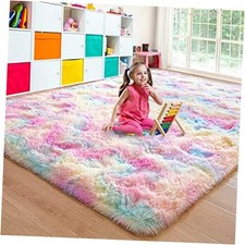 Washable, Non-Slip Area Rug, Soft Rainbow Area Rug for Girl's Room,