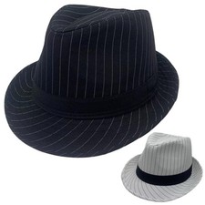2 Pack 1920S Gangster Mob Boss Costume Pinstripe Fedora Hat Men Women Black/W...