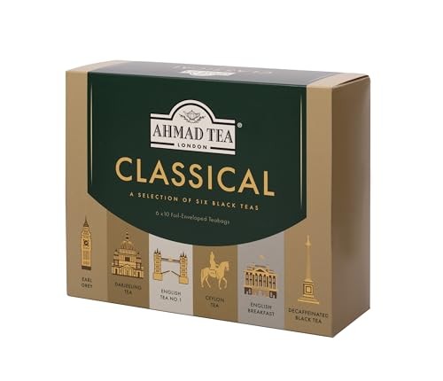 Caja de regalo de variedad clásica de té Ahmad, bolsas de té envueltas de 60 láminas - Imagen 4 de 6