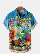 Its 5 Oclock Somewhere Cocktail Casual Hawaiian Shirt