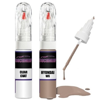 Lackstift für HYUNDAI BRIGHT COPPER W6 + Klarlack Pinsel Kratzer Fix Kit