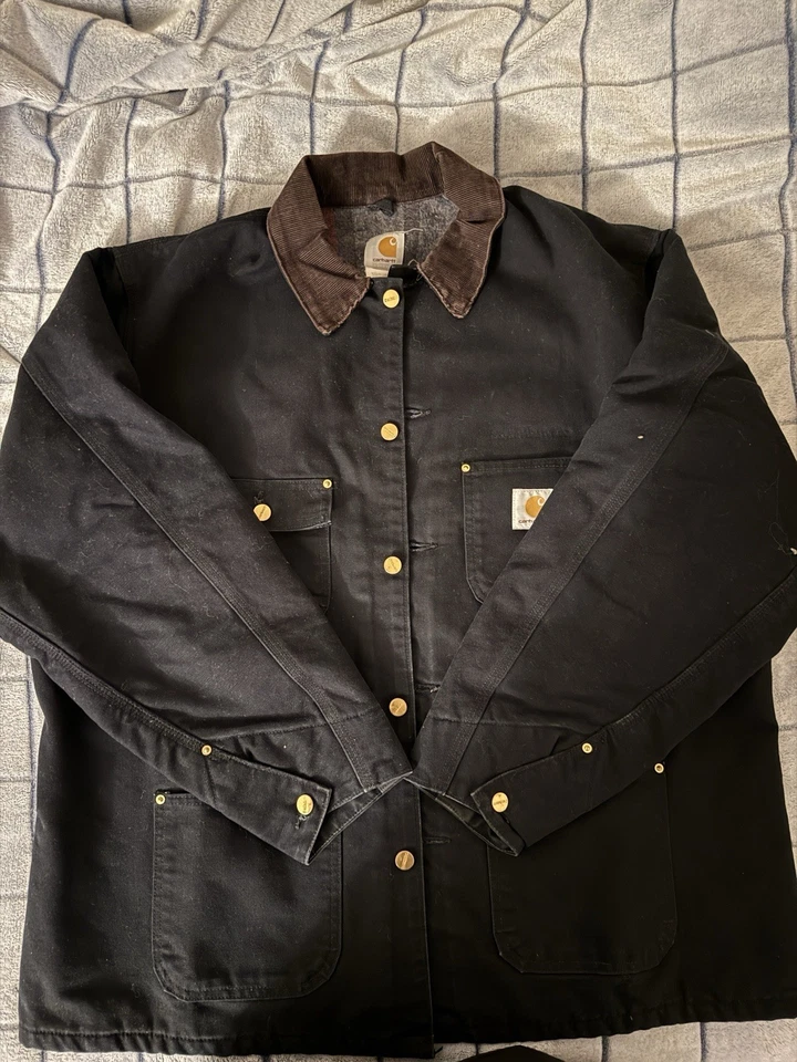 Carhartt C01-BLK Black Blanket Lined Duck Chore Coat Canvas, Size 48 Regular - Image 2 of 4