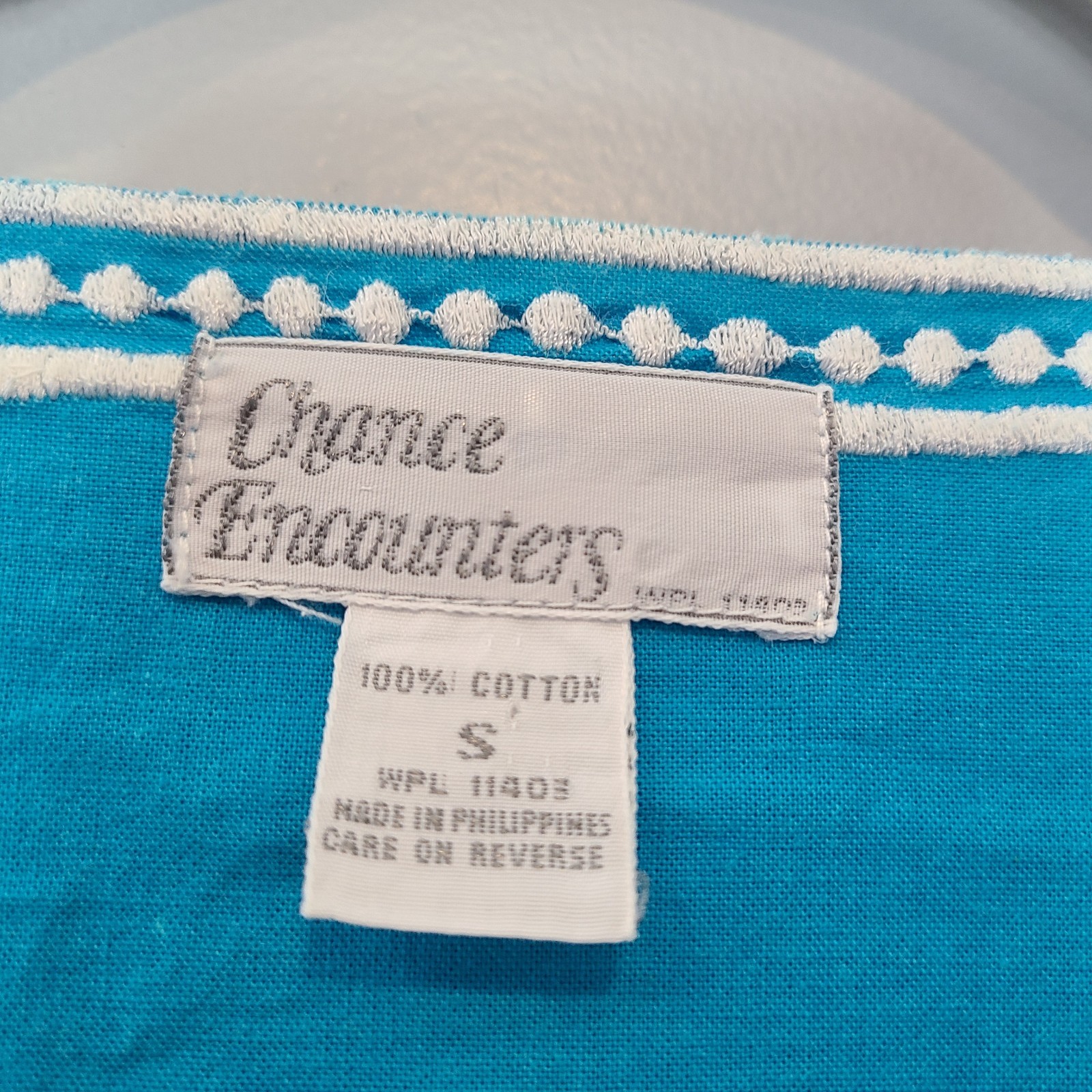 Vtg Kaftan Floral Embroidered Cottage Maxi Dress Sz Small Resort Cover Up Blue