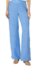 Lilly Pulitzer Women's Deri Linen Palazzo Pants Lagoon Linen Beckon ? Blue Sz XL