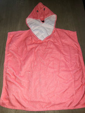 girls PINK FLAMINGO HOODED BATH TOWEL PONCHO STYLE OVER THE HEAD one size POOL