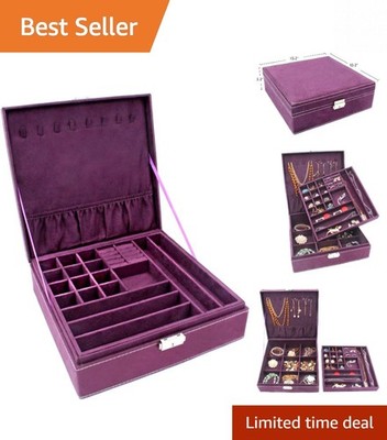 Two-Layer Jewelry Box in Elegant Purple | Perfect for Rings, Necklaces & Gifts