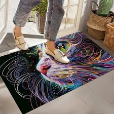 Cat Art Indoor Doormat, Non-Woven Fabrics Non Slip Floor Mat 17x29.5 in Area ...