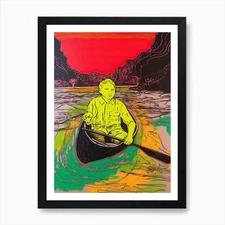 Canoeing Pop Art 3 Art Print Framed Wall Art Poster Canvas Print Picture