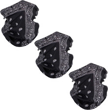 Set of 3 Paisley Bandana Neck Gaiter Tube Headwear Motorcycle Face Scarf