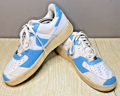 Customized Nike Air Force 1 Men's Sz 12 Hand Painted Blue Highlights 306353-112