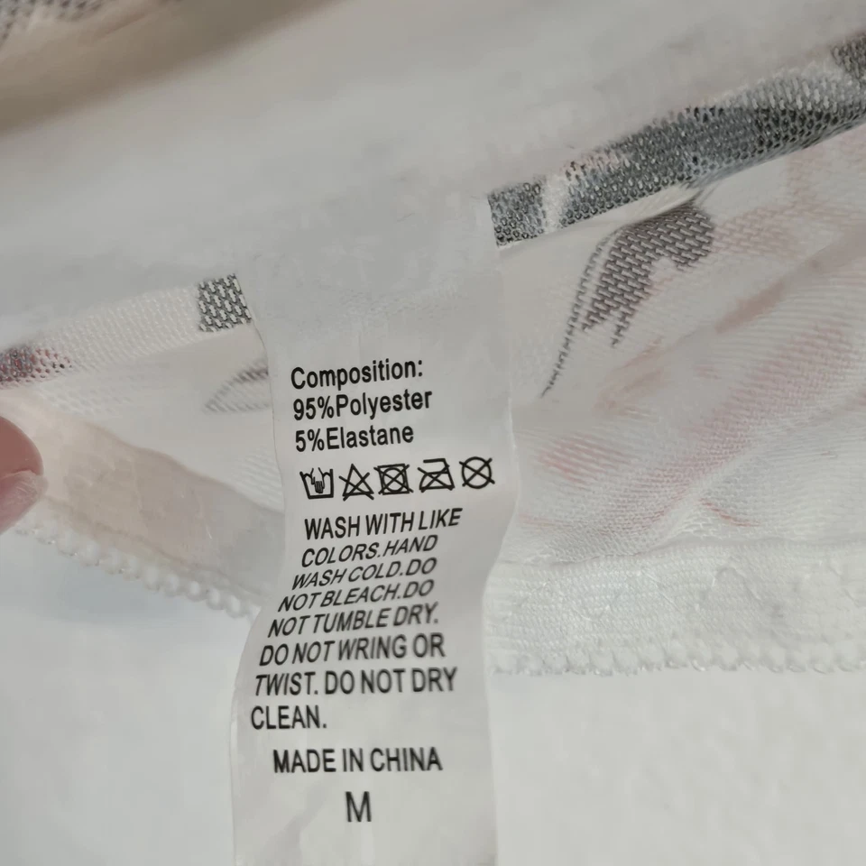 White Floral Sheer Corsett Bralette Size Medium Hook & Eye Closure - Image 4 of 4