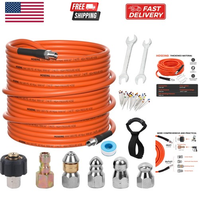 #ad #ad 100FT Pressure Washer Sewer Jetter Kit 5800 PSI Water Jet Drain Cleaner Hose... $113.38