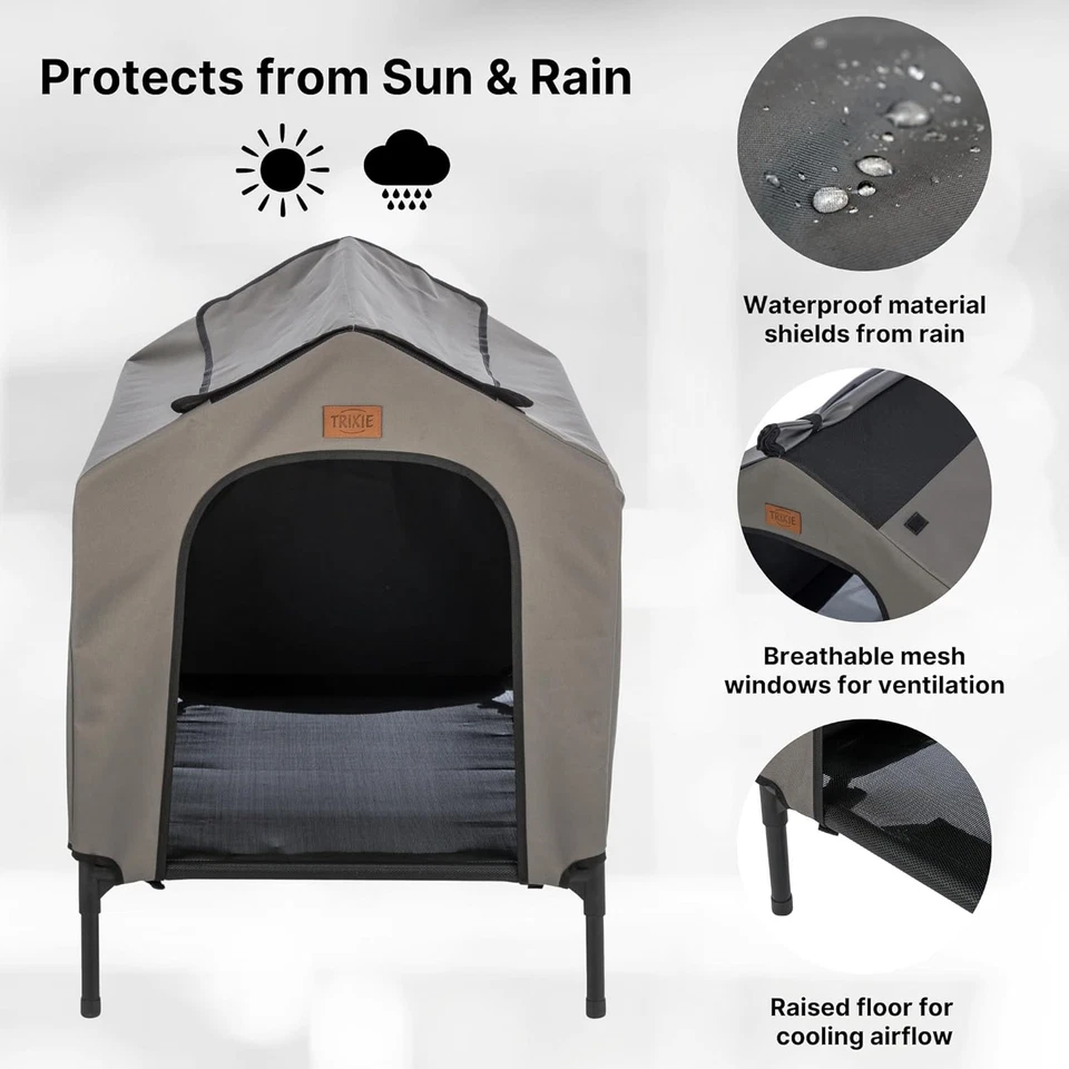 2-In-1 Dog House and Bed - Elevated Indoor/Outdoor Tent with Removable Cover - W - Image 4 of 4