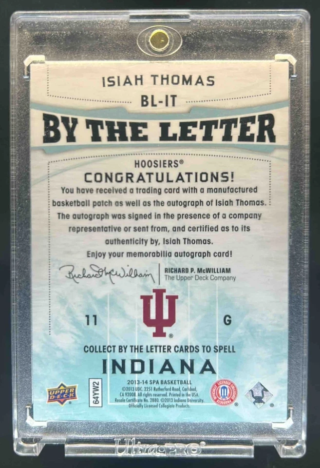 2013-14 SP Authentic Isiah Thomas By the Letter Signatures Patch Auto #4/5 - Image 2 of 2