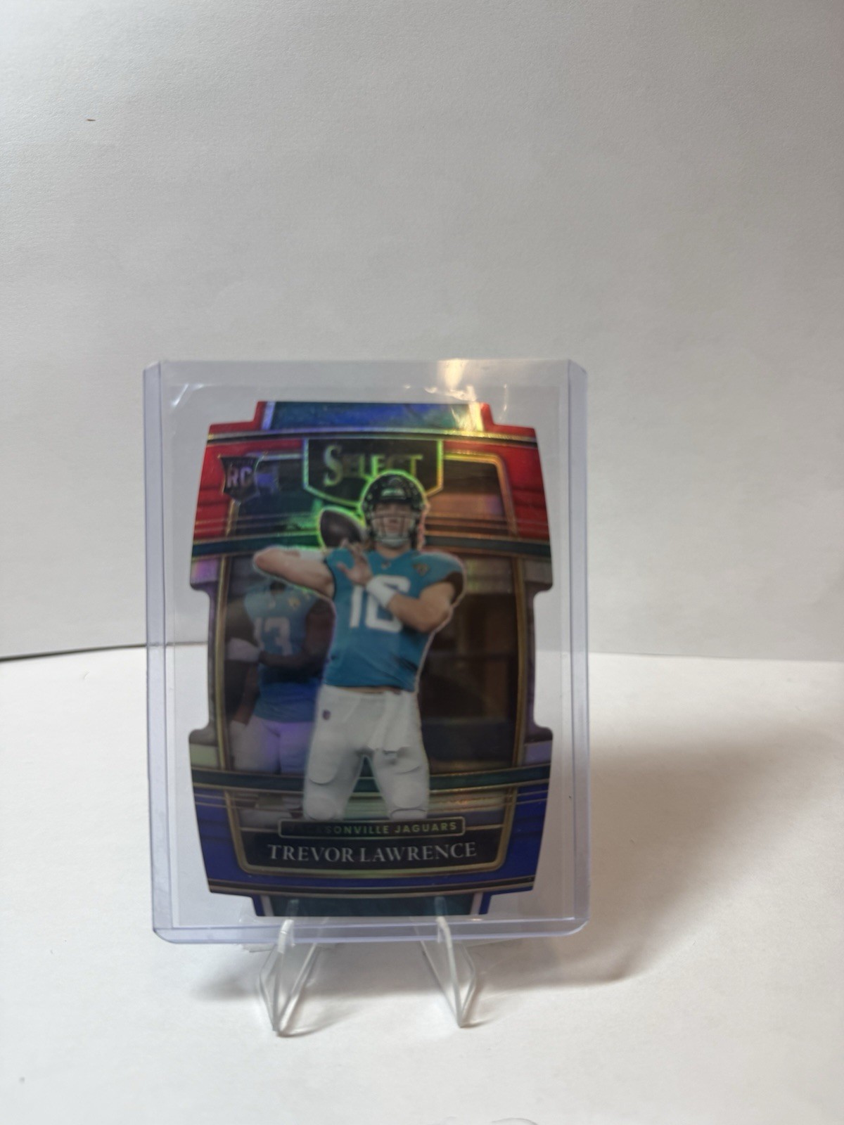 2021 Panini Select #43 Trevor Lawrence Red and Blue Prizm Die Cut