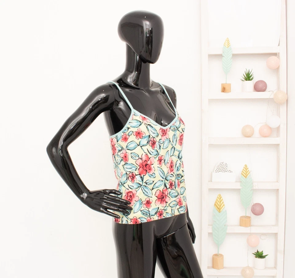 Blugirl Blumarine Floral Top Elástico Terry Terciopelo Cami Chaleco IT44 DE38 US8 UK10 Foto 3 de 4