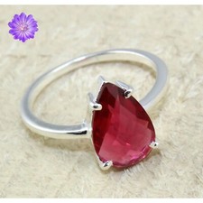 Red Garnet Gemstone 925 Sterling Silver Ring Handmade Jewelry Ring For Gift
