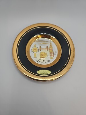 Vintage San Francisco 4.25'' Plate Chokin Art Collection 24kt Gold Rim Dynasty