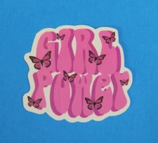 Girl Power Pink Butterflies Sticker 2.18" x 2.38" (O)