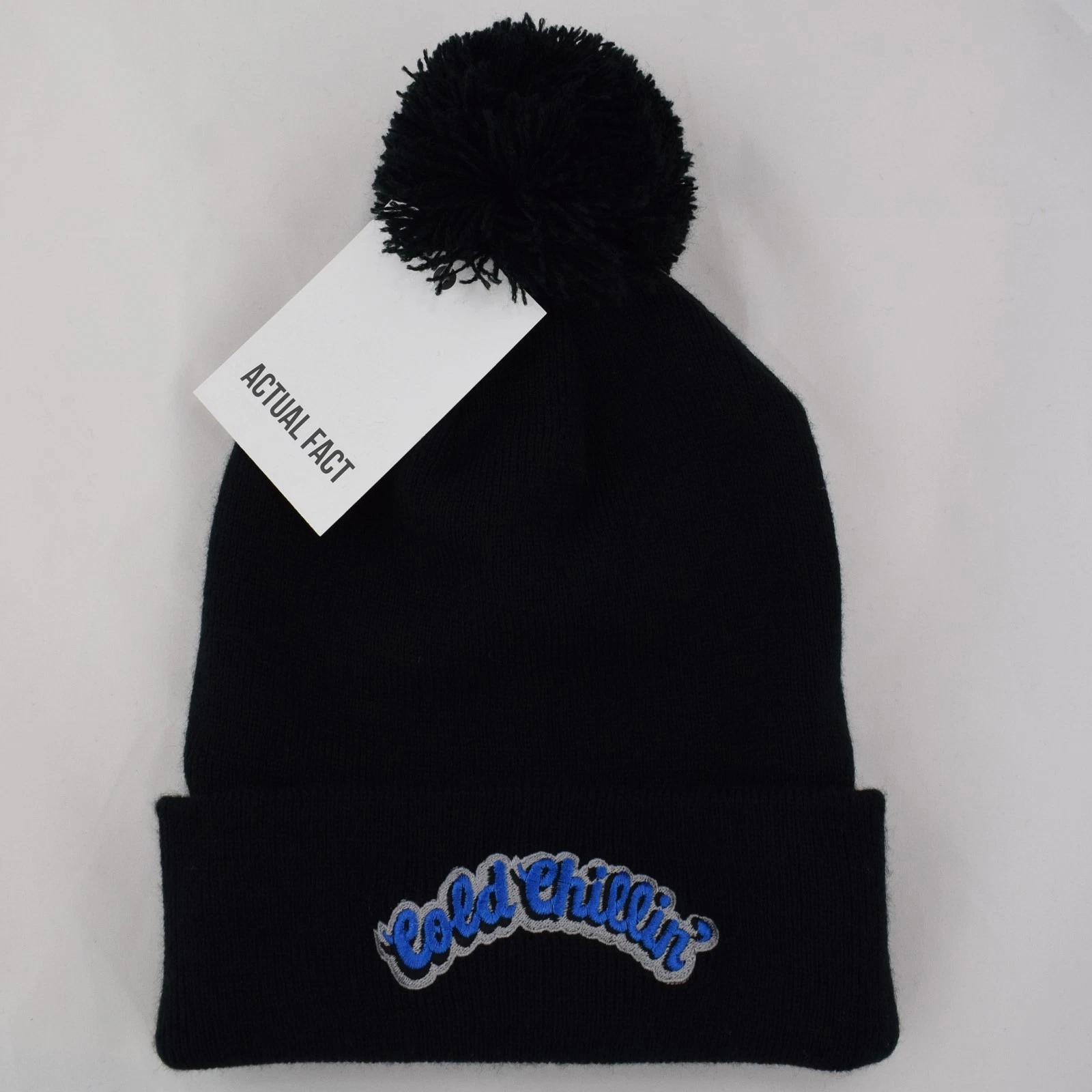Cold Chillin' Records Hip Hop New York Roll Up Black Bobble Beanie Hat by AF