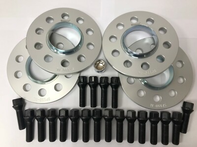 ALURADABSTANDSHALTER 10 mm SILBER X 4 + M14X1,5 SCHWARZ SCHRAUBEN + SCHLÖSSER FÜR AUDI 66,6