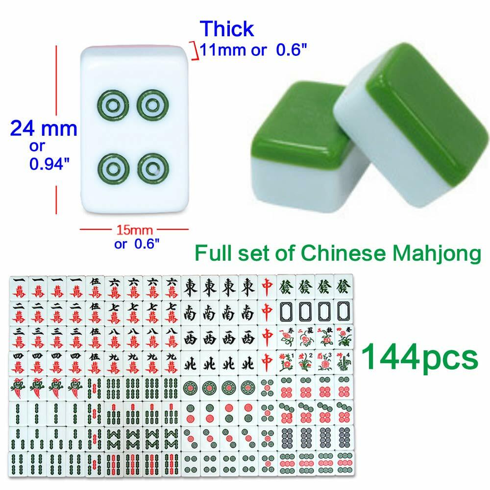 144-Tile/set Chinese Mahjong 22-44mm Carved Magnetic Majiang