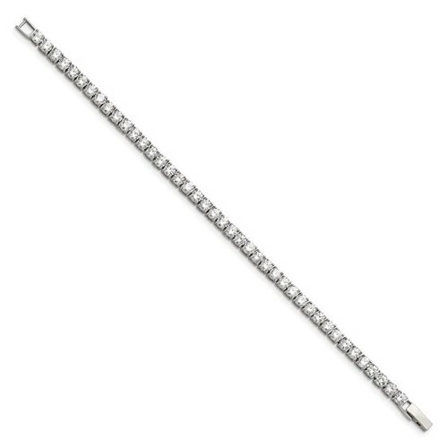 *BRAND NEW* Chisel Stainless Steel Polished CZ 7.5in Tennis Bracelet SRB814-7.5 - Image 2 of 4