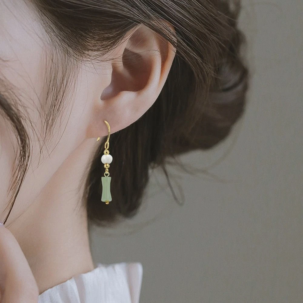 Hetian Jade Ear Drop Drop Earrings Chinese Style Earrings Women