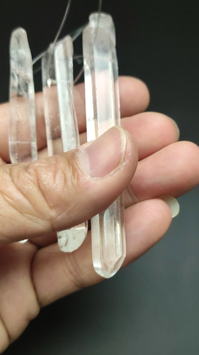50g/3pcs Natural Clear Quartz Crystal Polishing Point Obelisk Wandw / Hole 009 - Video 1 of 1