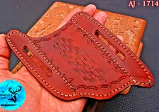 Custom HandMade Carved Genuine Cow Leather Sheath FOR FOLDING KNIFE EDC 1714