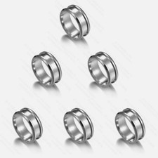 6Pc/Set Stainless Steel Inlay Ring Core Blank Grooved Finger Ring Setting 7-12mm