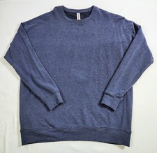 Athleta Women Balance Pullover Crewneck Sweatshirt Micro Stripe Navy Heather M