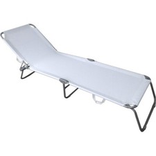 2 Lettini Giardino in Acciaio Bianco Mare Sdraio Prendisole Spiaggia Reclinabile