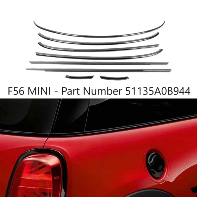 Original Mini F56 3 Tür Schwarz Beltline Rand Fenster Set 51135A0B944 - 2014-24 - Bild 2 von 4