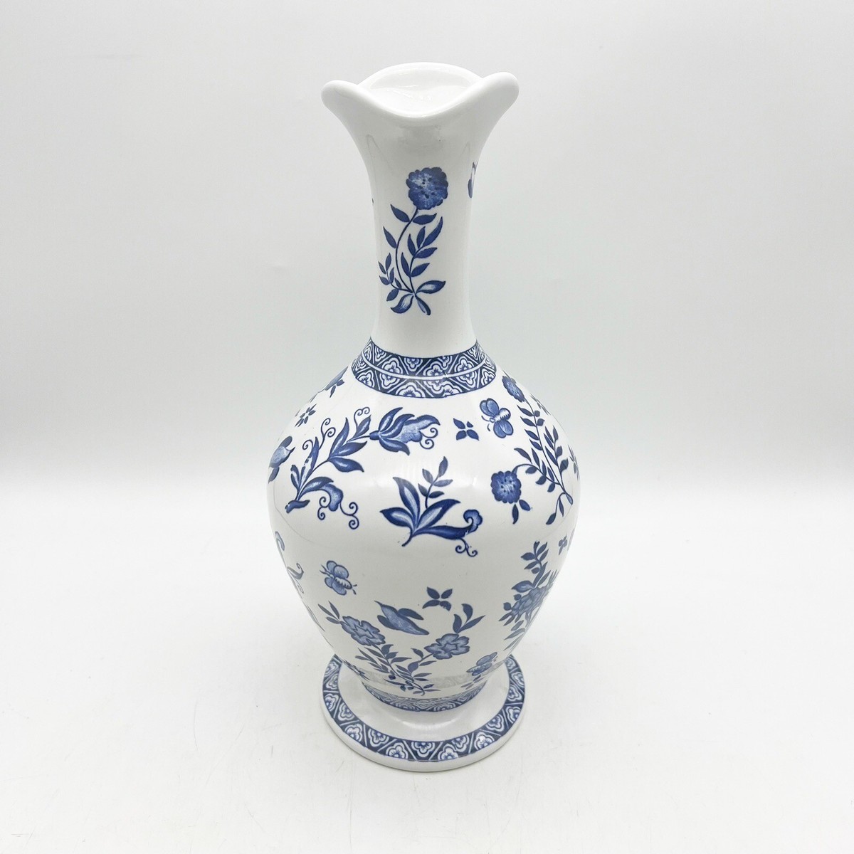 Coalport Limited Edition Blue And White 9.5” Porcelain Vase Hand