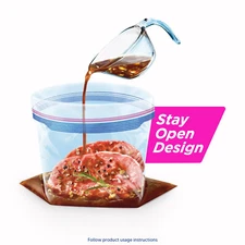 Ziploc Quart Food Storage Freezer Bags, New Stay Open Design with Stand-Up 50 ct