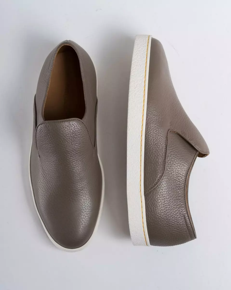 John Lobb $775 NIB Clay Taupe Haven Leather Casual Slip On Shoes 6 Made in Italy