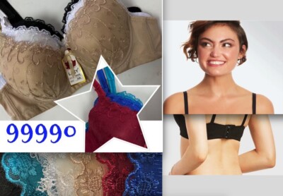  PACK OF 6 pcs BRAS, UNDERWIRE LACE 3 Hook CUP SIZE 34-44 B C D NEW #99990