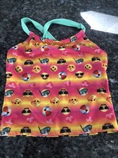 Girls Emoji Tankini Bikini Swimsuit Swim Top Size 7/8 Super Cute EUC Fast Ship
