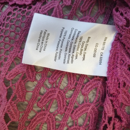 Camicetta Chloe Oliver Anthropologie XS pizzo ricamato maniche a campana rosa magenta - Foto 17 di 19