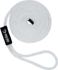 White Solid Braid Nylon Dock Lines 5/8" x 10' - Made in USA