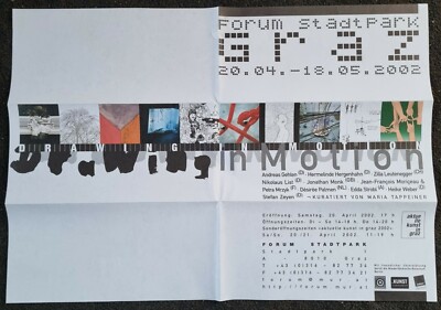 Jonathan Monk / Heike Weber / Zilla Leutenegger - Drawing in Motion. Flyer 2002.