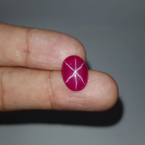 8.0 Ct Certified Natural 6 Rays Star Ruby Oval Red Cabochon Loose Gems AD-457 - Picture 8 of 14