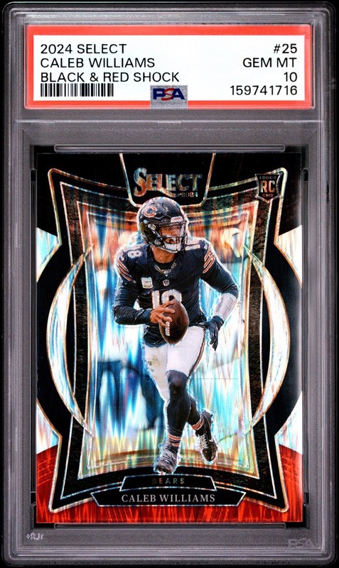 Panini 2024 Select Concourse Caleb Williams B&R Shock Prizm #25 PSA 10 RC