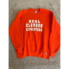 Vintage 90s Russell Athletic Men's Sweatshirt XL Orange Real Clemson Supporters