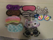 10 Sleep Mask Eye Cover Sleeping Lot  UNICORN CAT SEQUINS BIG EYES LONG WEEKEND