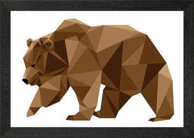 Geometrisches Grizzly Design Gerahmtes Wandbild Poster Leinwanddruck Bild