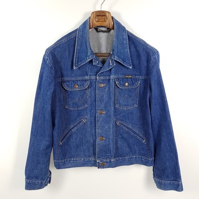 Vintage Wrangler Jeansjacke Gr. US 46 M-L Blau Denim Jacket Western USA Made 80s