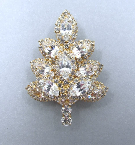 VTG Eisenberg Ice Christmas Tree Brooch Clear Prong Set Rhinestones Gold Plated
